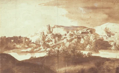 Village italien sur une rivière, c.1627